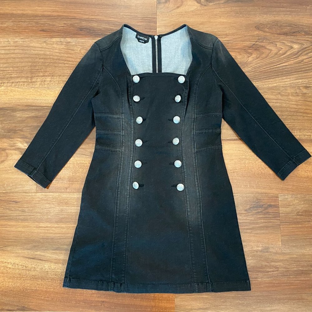 ๐๐ HOST PICK ๐๐ Bebe Black Button Front Detail Dress Size 12 - Picture 2 of 10